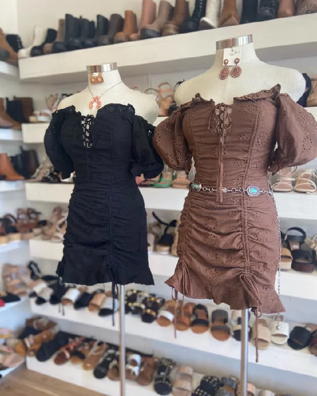 Instant Savings Await!Off Shoulder Eyelet Dress