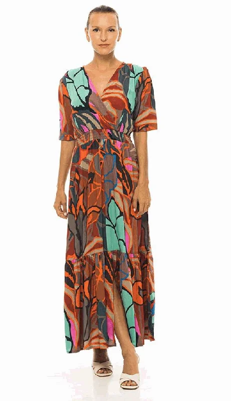 Get More, Spend Less – Shop Now!Gena Long v-smoke Flying Dress Multi Fonce