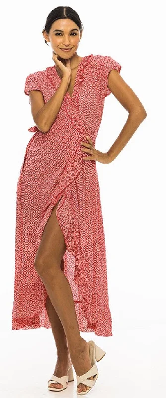 Get More for Less!PM Long Croisee Wrap Rose Fonce Dress