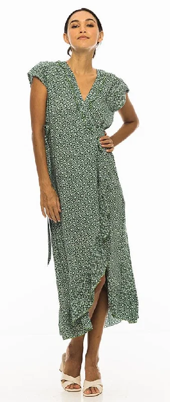 Unbeatable Prices!PM Long Croisee Wrap Vert Clair Dress