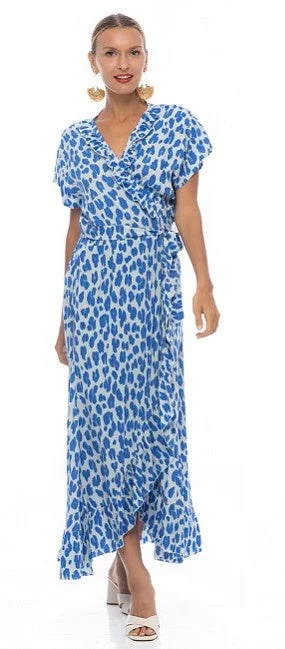 Get Ready to Save!PM Long Wrap Dress Frill Blue Clair/Light Blu