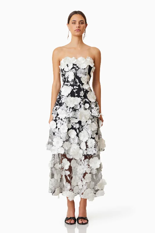 Instant Savings Await!Selene Maxi Tiered 3D Dress In Black
