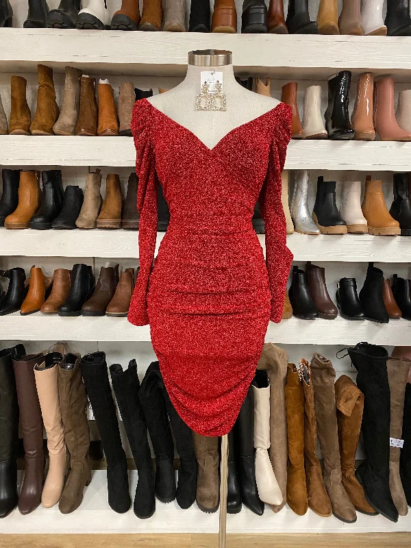 Price Drop Alert!Shiny Red Wrap Front Dress