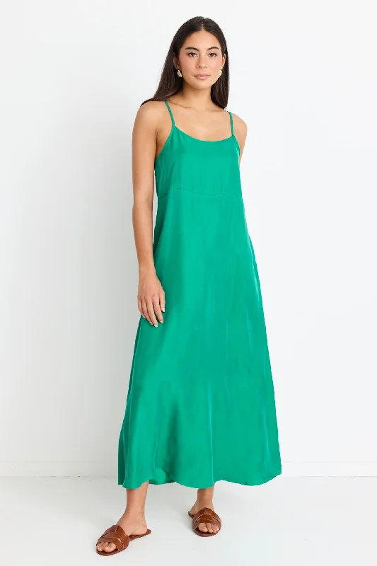 One Click Away from Big Savings!Single Green Cupro Strappy Dress