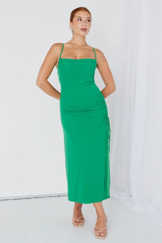 Hot Deals You Can’t Resist!Siren Bright Green Ruched Side Party Dress