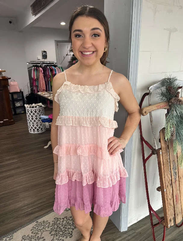 Unmissable Offers Await!Textured & tiered pink dress