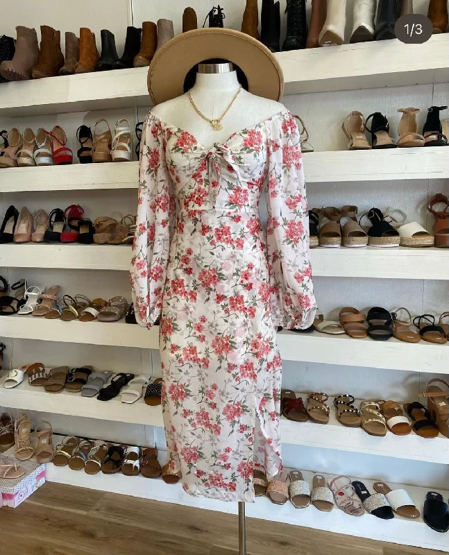 Only a Few Left – Order Now!Tie Front Pink Floral Dress