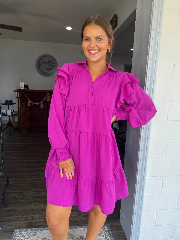 Save Money, Shop Happy!Magenta collared dress