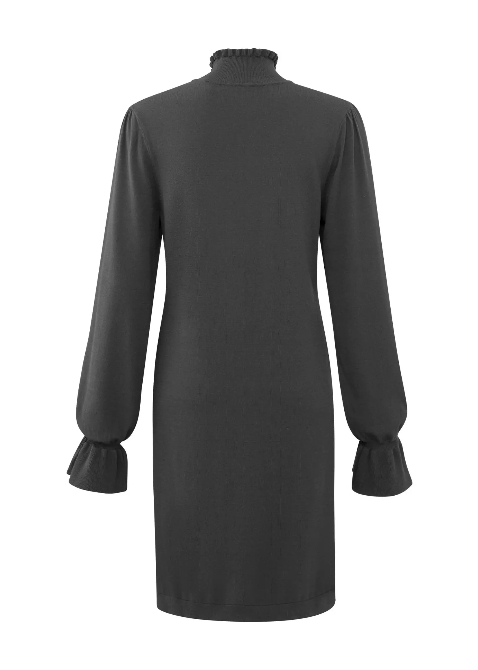 Find the Best Deals Here!Phantom ruffle neckline w puff slv dress