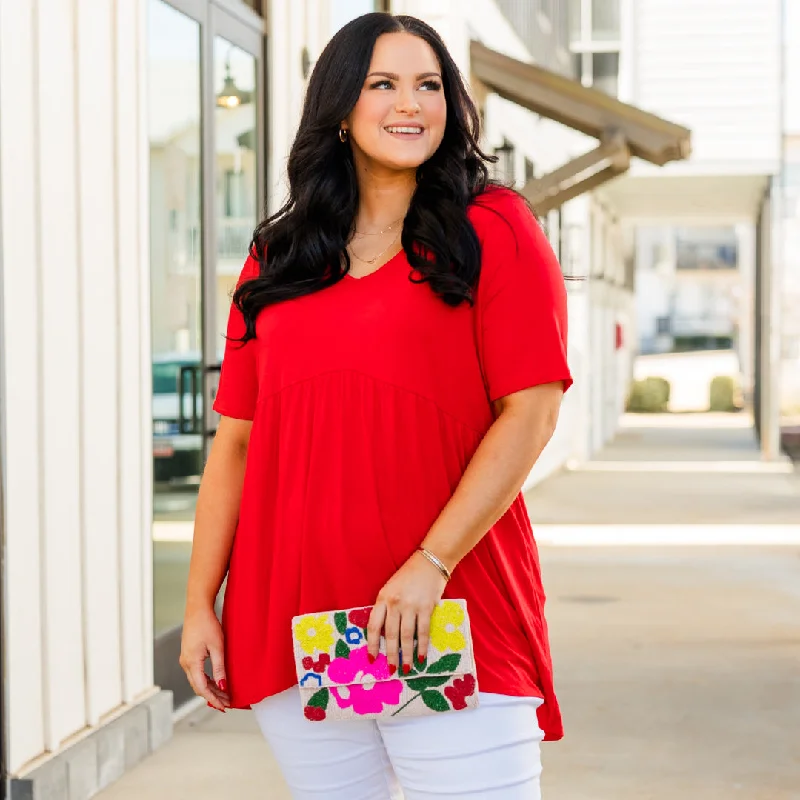 New Discounts Just Dropped!Blossoming Emotion Top, Red