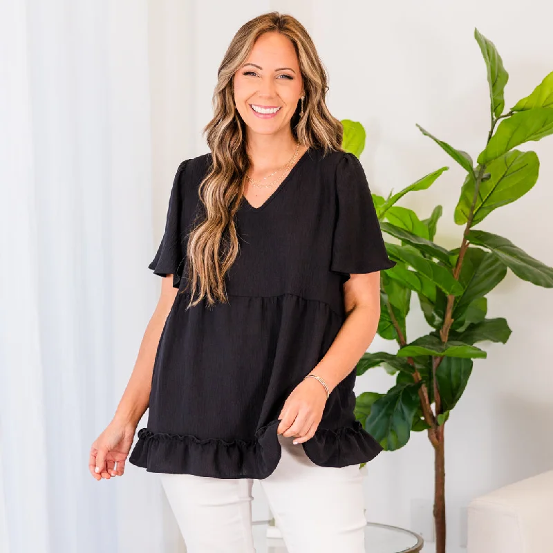 Instant Savings Await!Bouquet Toss Top, Black