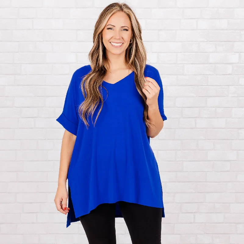The Best Deals Won’t Wait!Comfy Travels Top, Bright Blue