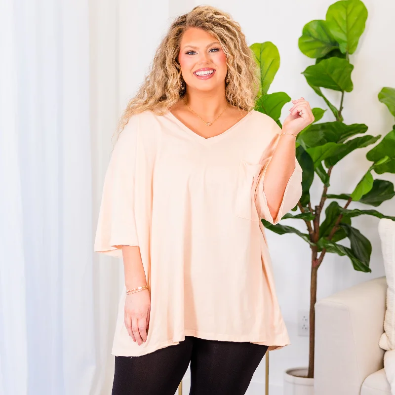 Save Up to 50% Off!Dancing In The Mirror Top, Cream Peach