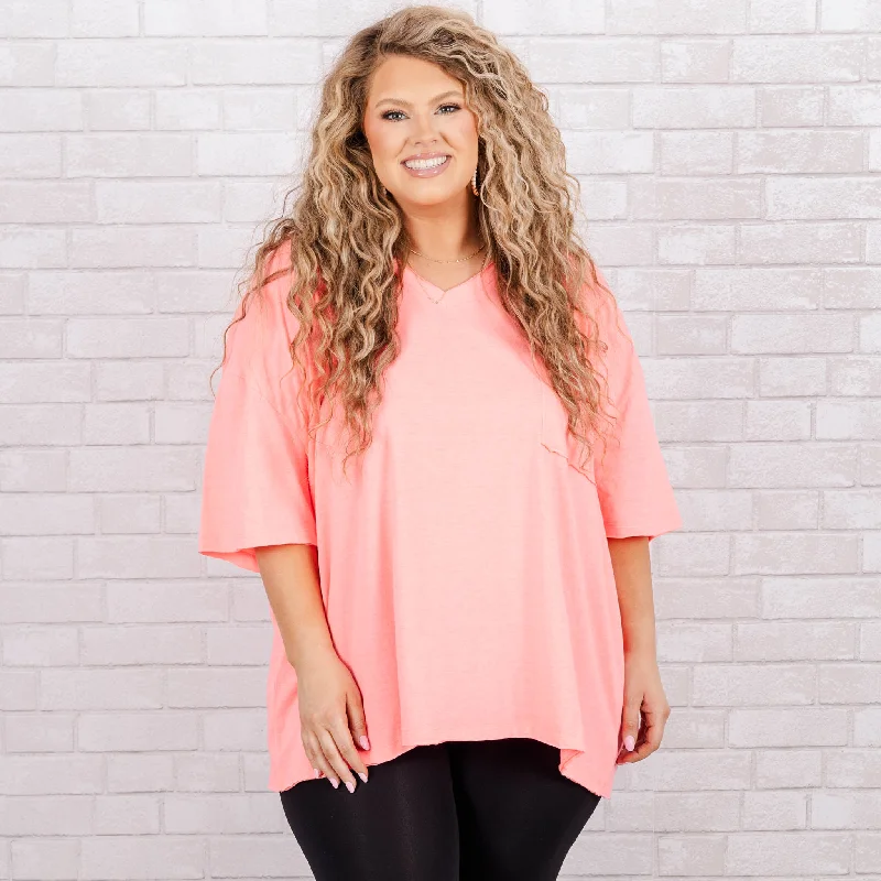 Exclusive Savings This Week!Dancing In The Mirror Top, Neon Coral Pink