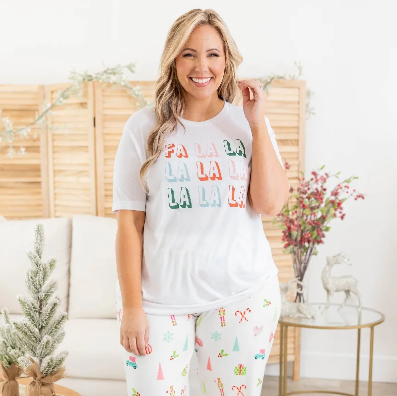 More Discounts, More Joy!Fa La La Season Tee, White