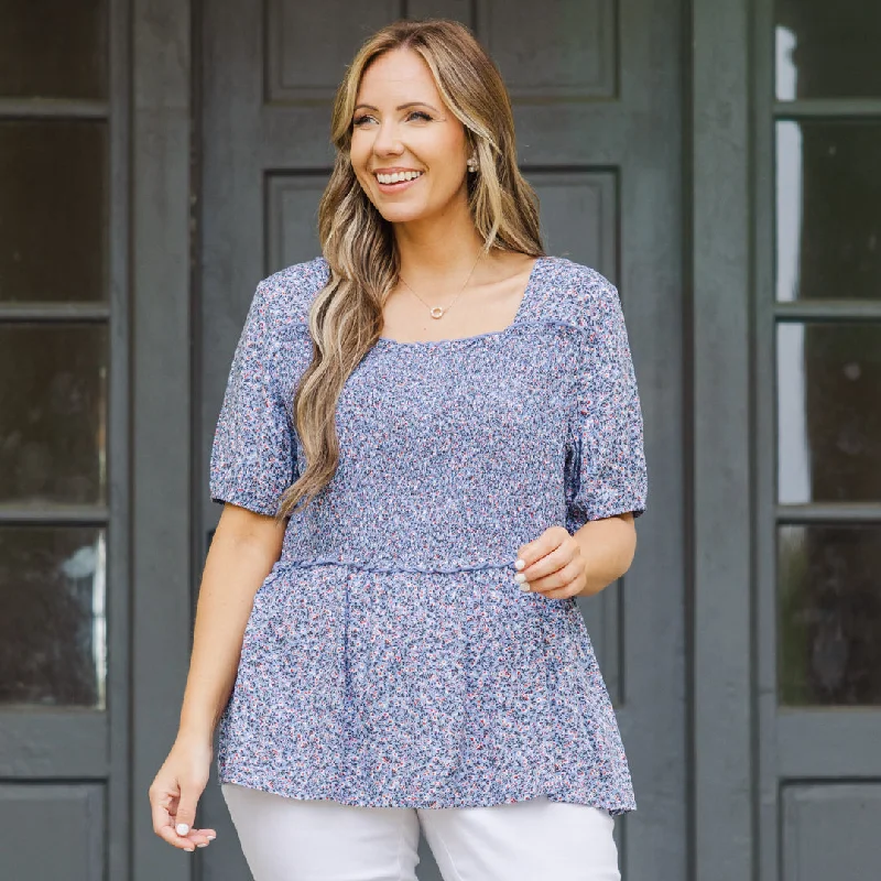 Score Big Savings Today!Her Kind Eyes Top, Blue