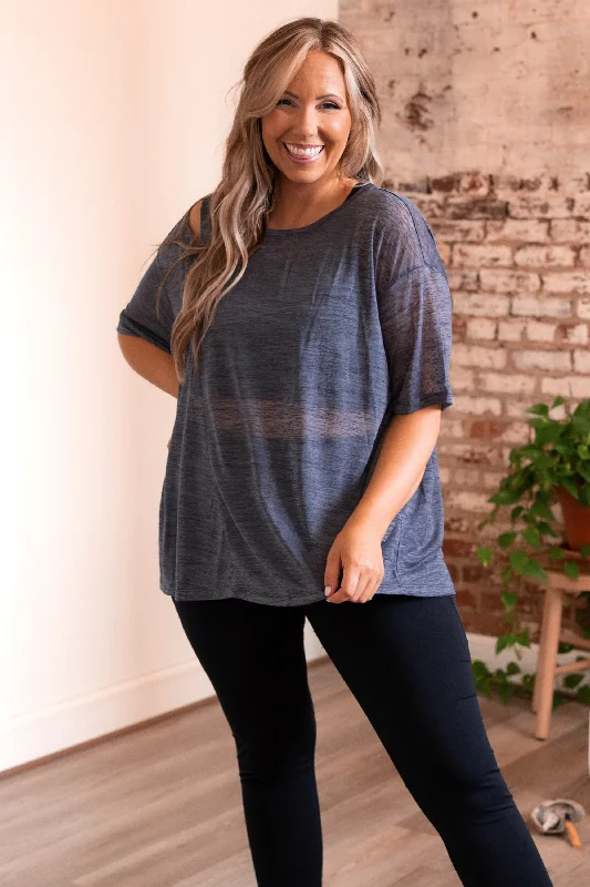 Unbeatable Prices!I Want This Active Top, Blue-Grey