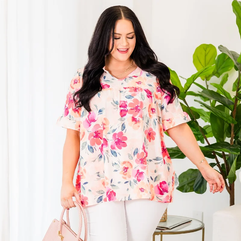 Massive Price Cuts!Leave A Note Top, Peach-Coral
