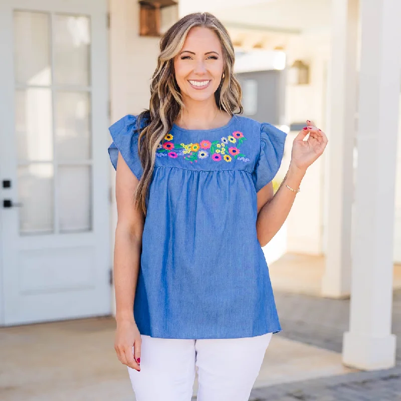 Shop Before It’s Gone!Let's Go For A Picnic Top, Light Blue