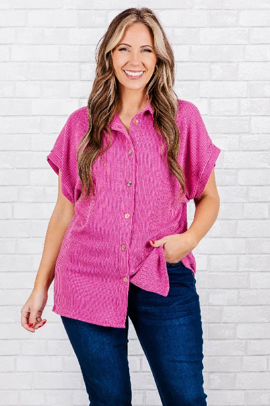 Every Deal is a Steal!Not Losing Any Sleep Top, Fuchsia