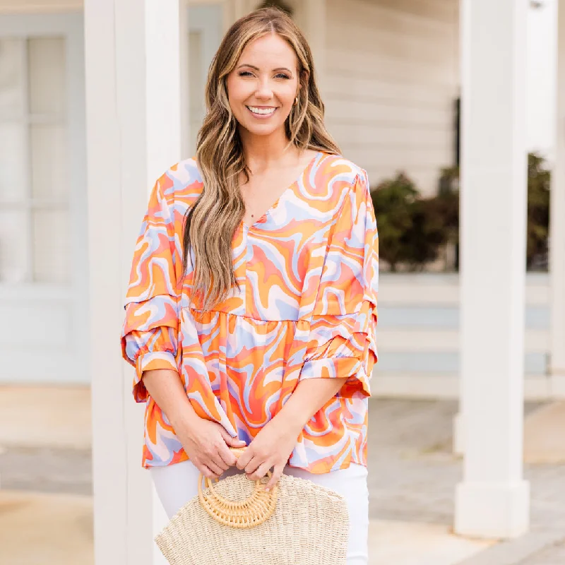 Save More When You Shop More!Passing Perth Top, Orange-Lavender