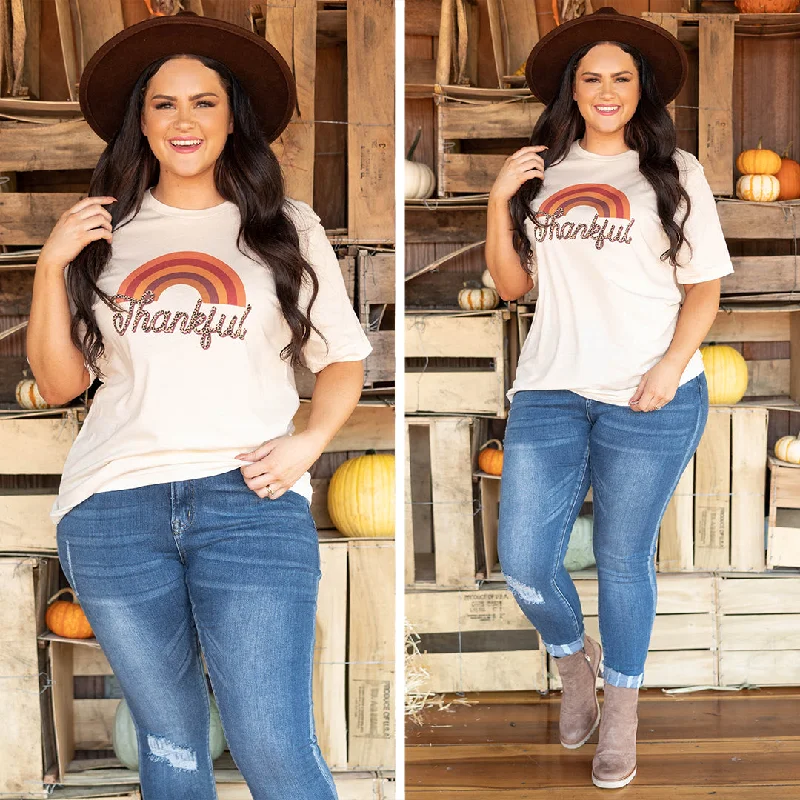 Every Deal is a Steal!Rainbows Of Thanks Tee, Natural