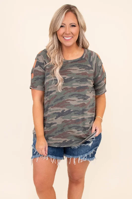 Best Offers of the Month!Shadows In The Dark Top, Olive