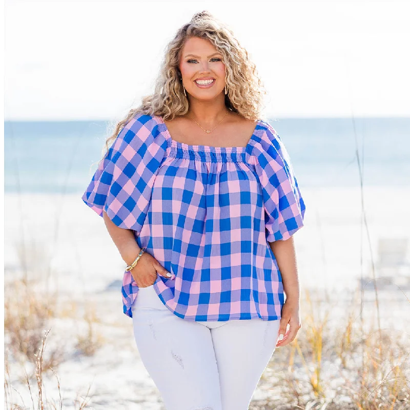Your Best Deals Are Here!Sugar Pie Top, Blue-Pink