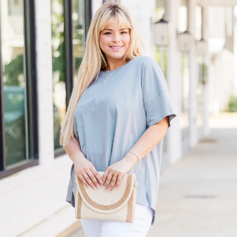 Today Only – Don’t Miss It!Talk To Me Babe Top, Dusty Blue