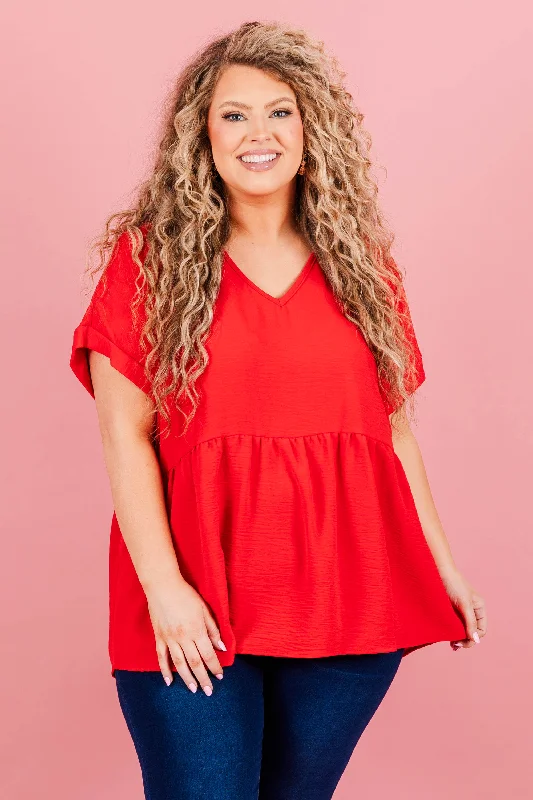 Save More with Every Purchase!Universal Truths Babydoll Top, Red
