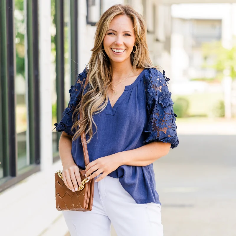 Huge Price Cuts Await!Walk Into The Future Top, Navy