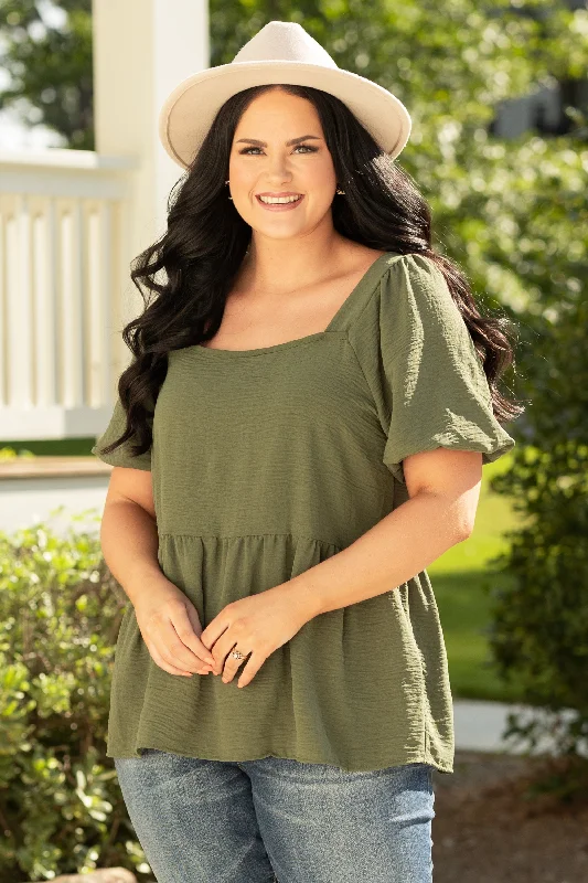 Steals and Deals Await!Weekend Bliss Top, Sage
