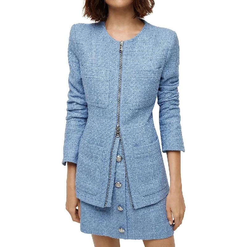 Get the Best for Less!Agni Dickey Womens Tweed Suit Separate Collarless Blazer
