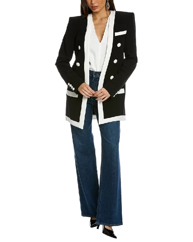 The Sale You’ve Been Waiting For!Balmain Long Collarless 6-Button Crepe Jacket