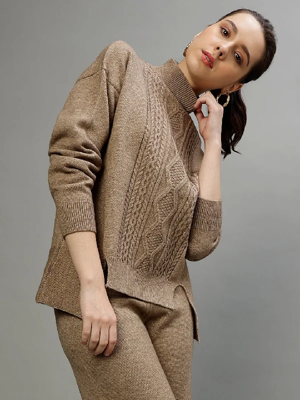 Your Favorite Sale is Back!Centre Stage Women Self-Design High Neck Full Sleeves Sweater