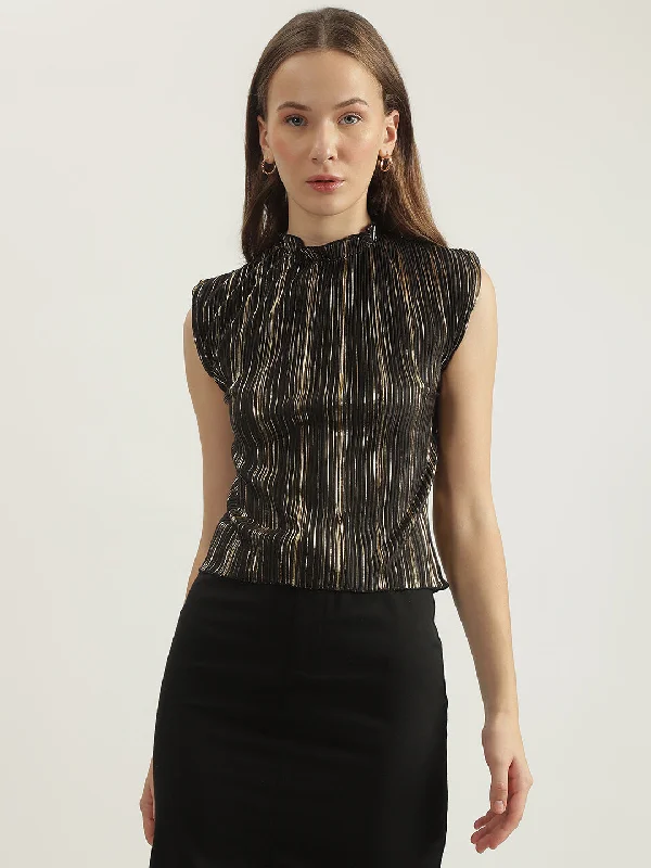 Don’t Wait – Shop Today!Centrestage Women Golden Printed High Neck Sleeveless Top