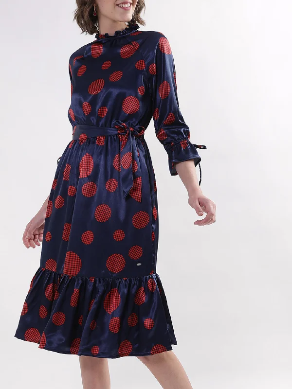 Save More with Every Purchase!Elle Women Navy Solid Round Neck Dress