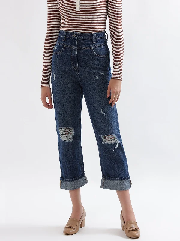 Must-Have Deals Inside!Elle Women Blue Solid Straight Fit Jeans