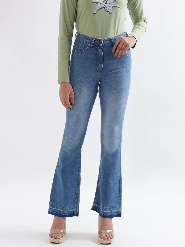 Enjoy Huge Discounts Now!Elle Women Blue Solid Bootcut Jeans