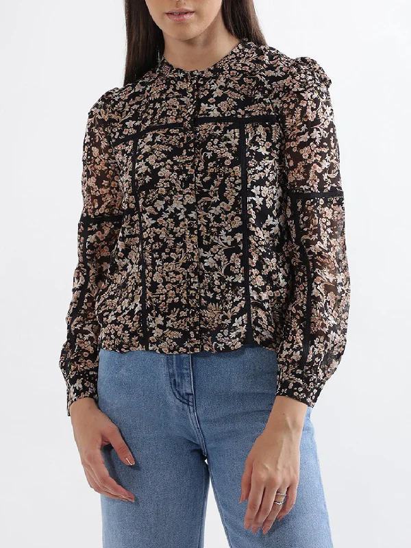 Biggest Sale of the Season!Elle Women Multi Printed Band Collar Top
