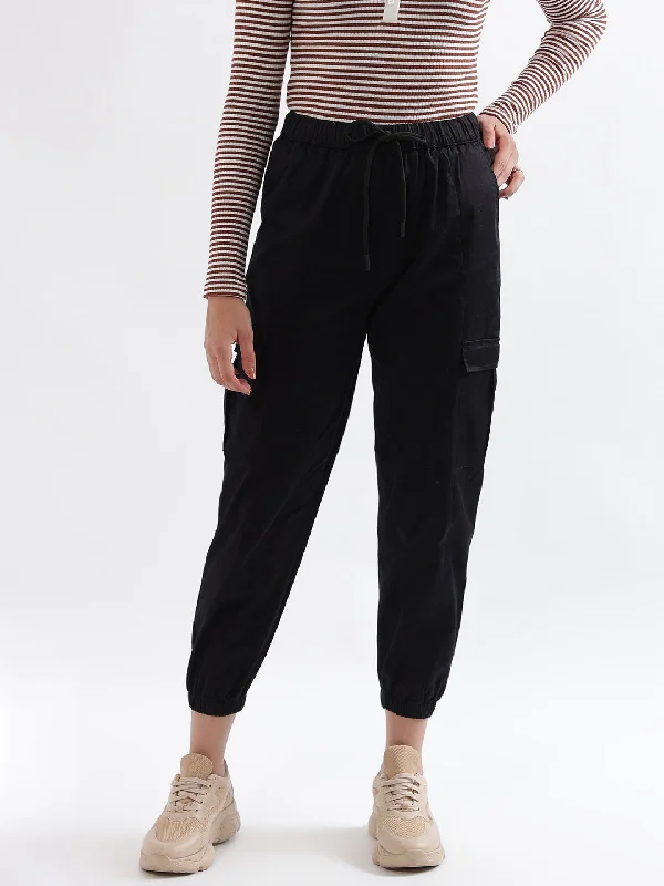 Buy More, Save More!Elle Women Black Solid Relaxed Fit Sweatpant