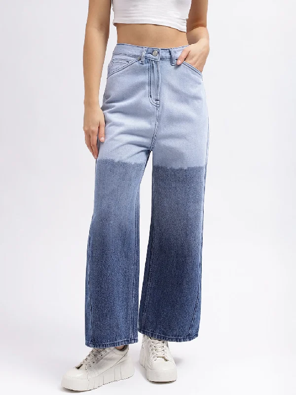 Limited-Time Price Drop!Elle Women Blue Solid Flared Mid-Rise Jeans