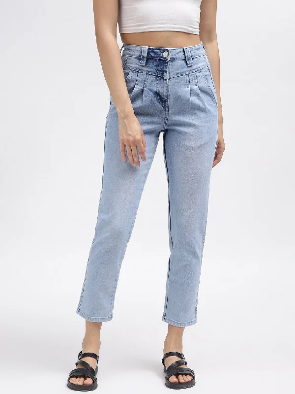 Every Deal is a Steal!Elle Women Blue Solid Slim Straight Fit Jeans