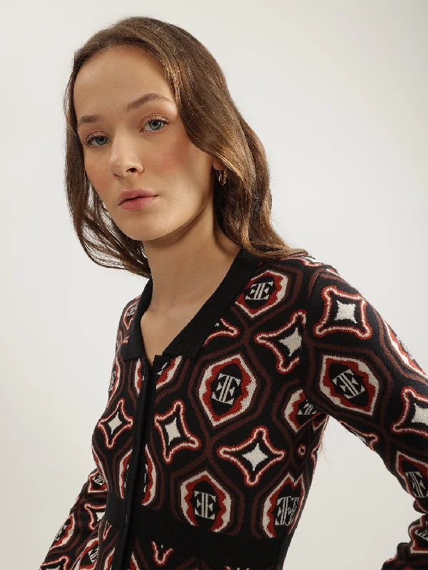 Every Deal is a Steal!Elle Women Multi-Color Printed Collar Neck Full Sleeves Bodycon Dress