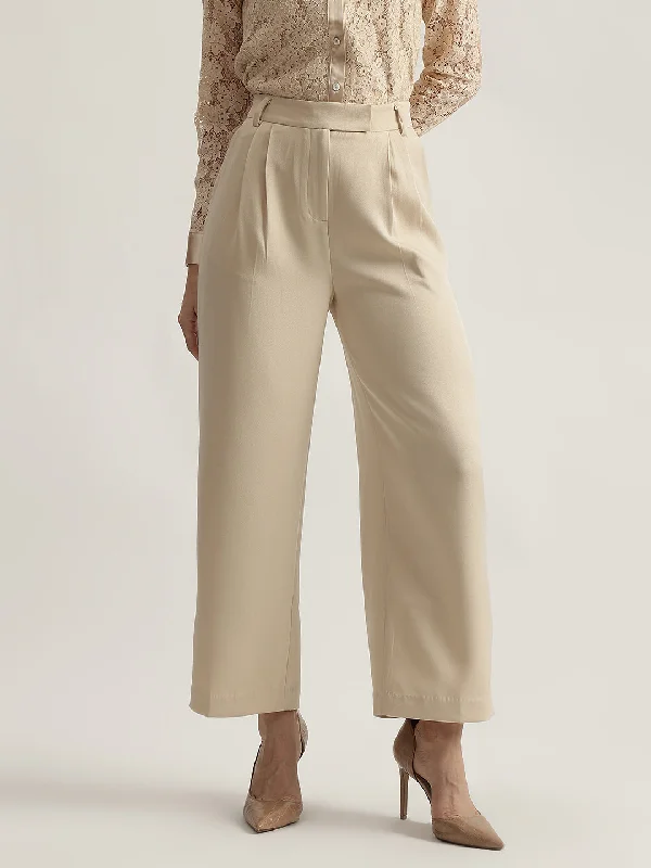 One Day Only – Huge Savings!Elle Women Solid High-Rise Double Pleated Trouser