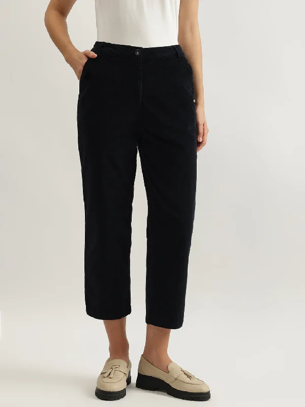 Huge Price Cuts Await!Elle Women Navy Solid Oversized Fit Flat-Front Trouser