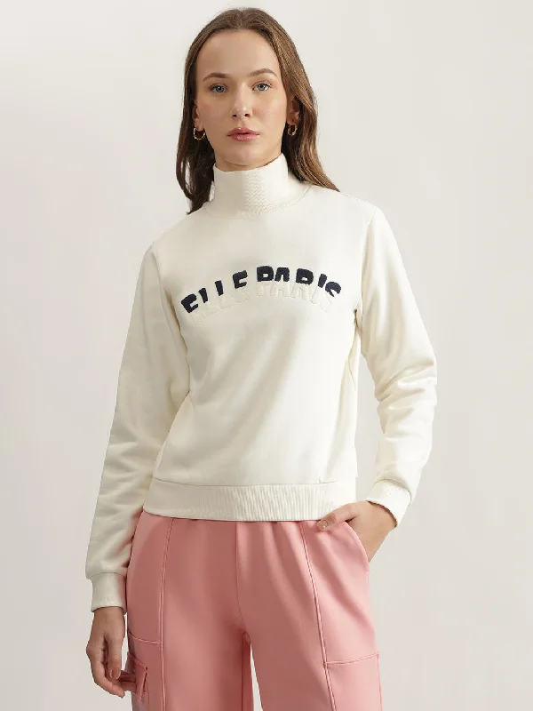 New Discounts Just Dropped!Elle Women Off White Solid High Neck Full Sleeves Sweatshirt