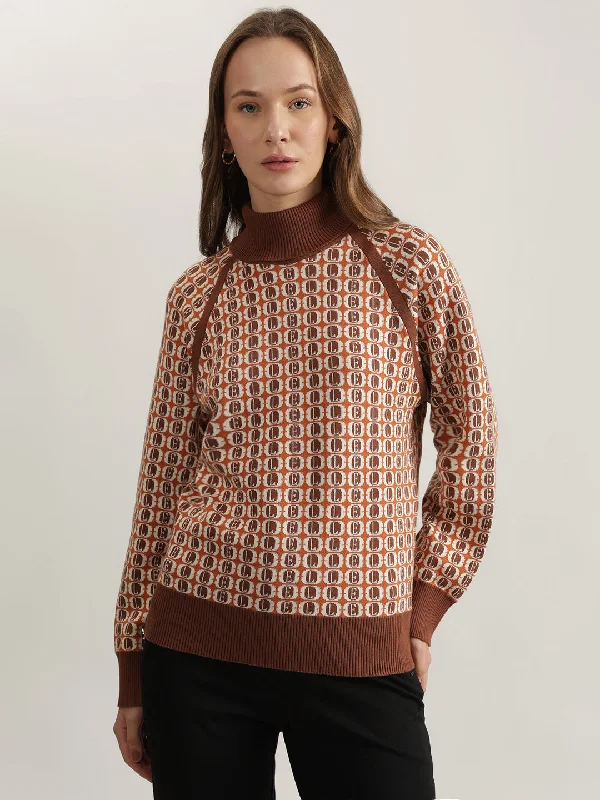 Exclusive Offers You’ll Love!Elle Women Multi Printed Turtle Neck Full Sleeves Pullover Style Sweater