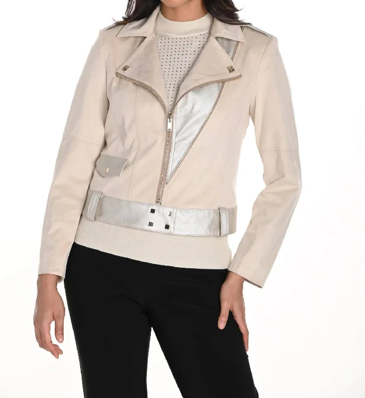 Must-Have Deals Inside!Faux Suede Moto Jacket In Beige