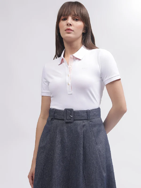 Exclusive Offers You’ll Love!Gant Women White Solid Polo Short Sleeves T-shirt